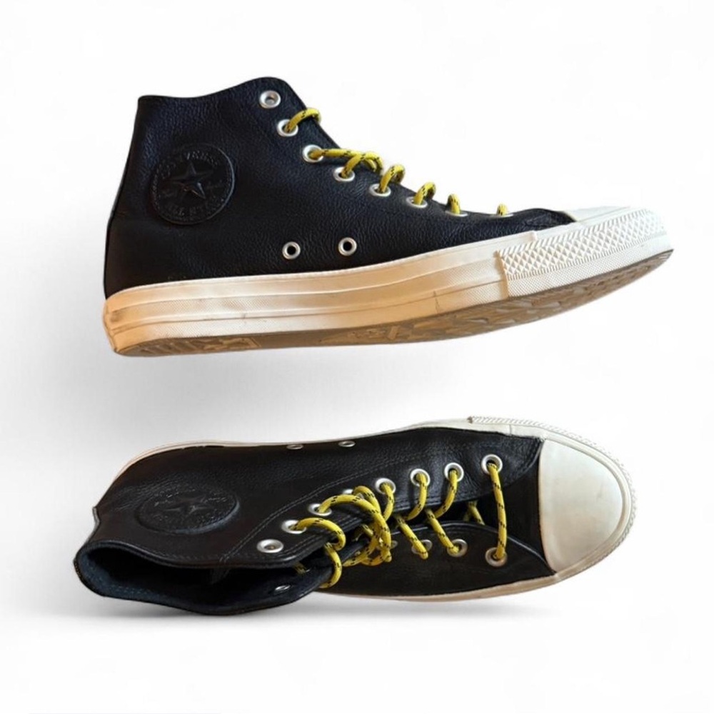 Black Leather Converse Chuck Taylor All Star High-Tops